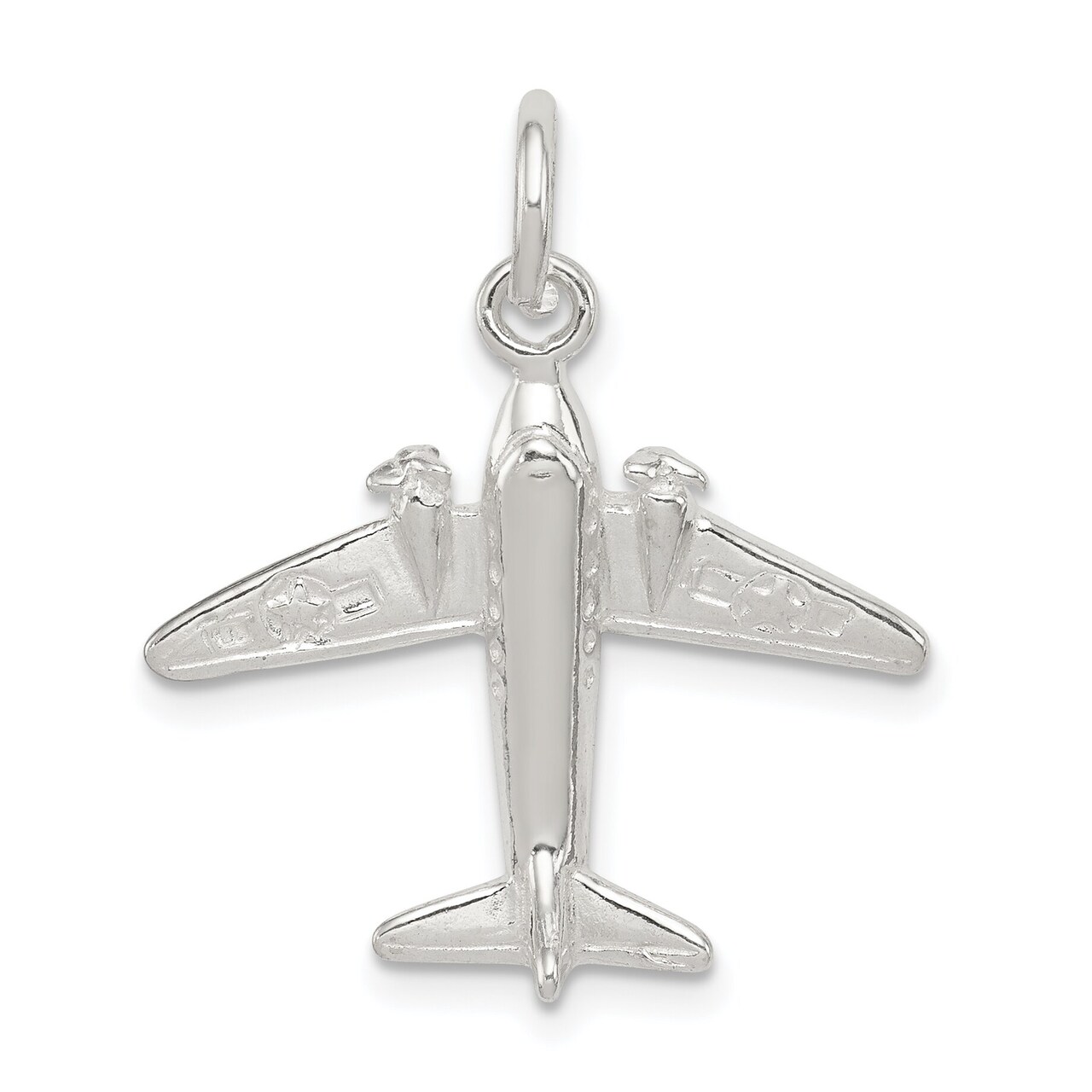 Sterling Silver Airplane Charm Pendant Jewelry 20mm x 21mm